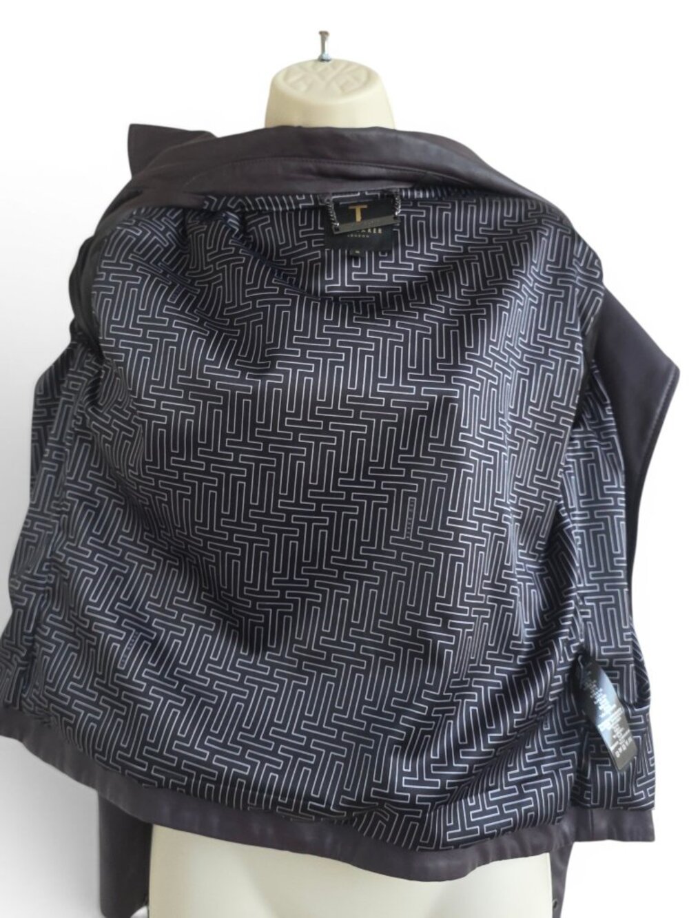 Ted Baker London Pipiy Faux Leather Biker Jacket in dark purple - Picture 11 of 15